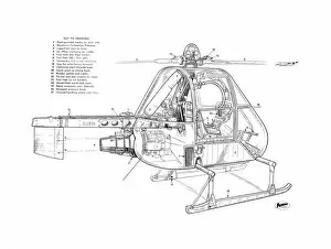 Military Helicopter Cutaways Gallery: Fairey Ultralight Cutaway Drawing