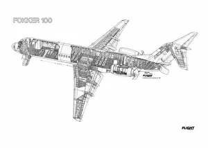General Aviation Cutaways Gallery: Fokker 100 Cutaway Drawing