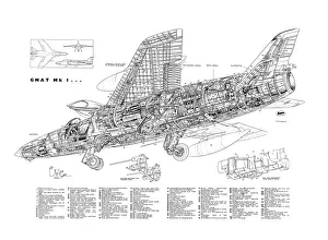 Folland Fo141 Gnat Cutaway Drawing