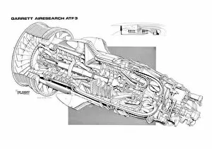 Aeroengines - Jet Cutaways Gallery: Garrett Airesearch ATF3 Cutaway Poster