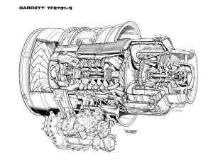 Aeroengines - Jet Cutaways Collection: Garrett TFE731-3 Cutaway Drawing