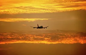gaskell 747 4 cathay flying away sunset atmos