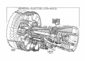 Aeroengines - Jet Cutaways Collection: GE CF6-80C2 Cutaway Drawing