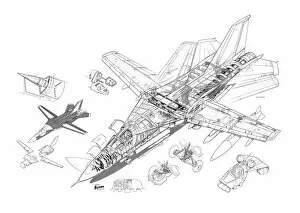 Military Aviation 1946-Present Cutaways Gallery: General Dynamics F-111 Cutaway Drawing