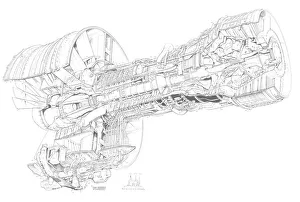 Aeroengines - Jet Cutaways Collection: General Electric CF6-50 Cutaway Drawing