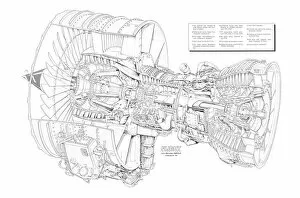 Aeroengines - Jet Cutaways Collection: General Electric CFM 56-5C2 Cutaway Drawing