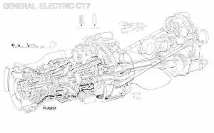 Aeroengines - Jet Cutaways Collection: General Electric CT7 Cutaway Drawing