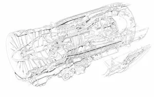 Aeroengines - Jet Cutaways Collection: General Electric F404-GE-400 Cutaway Drawing