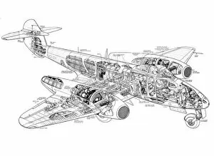 Military Aviation 1946-Present Cutaways Gallery: Gloster Meteor Mk IV Cutaway Drawing