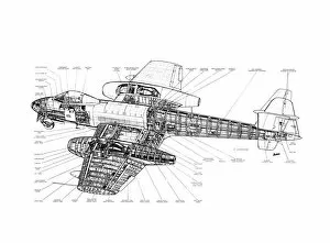 Military Aviation 1946-Present Cutaways Gallery: Gloster Meteor Mk8 Cutaway Drawing
