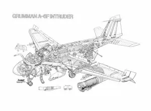 Military Aviation 1946-Present Cutaways Gallery: Grumman A-6F Intruder Cutaway Drawing