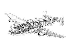 Military Aviation 1903-1945 Cutaways Collection: Handley Page Halifax Cutaway Drawing