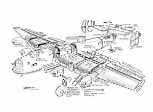 Military Aviation 1946-Present Cutaways Gallery: Handley Page Halifax II Cutaway Drawing