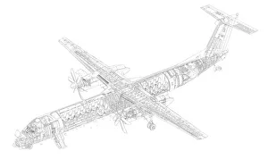 Military Aviation 1903-1945 Cutaways Collection: De Havilland Canada Dash 8-400 Cutaway Drawing