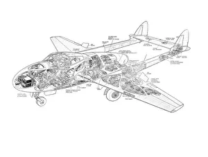 De Havilland DH115 Vampire T11 Cutaway Drawing