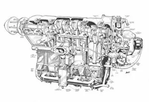 Aeroengines - Piston Cutaways Gallery: De Havilland Gypsy Major Cutaway Drawing