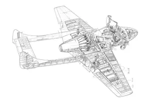 Military Aviation 1946-Present Cutaways Gallery: De Havilland Vampire Trainer Cutaway Drawing