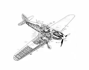 Military Aviation 1903-1945 Cutaways Collection: Hawker Hurricane Mk1 Cutaway Drawing