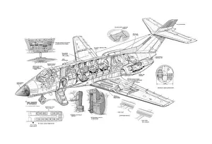Hawker Siddeley HS-125-600 Cutaway Poster