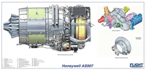 Aeroengines - Piston Cutaways Gallery: Honeywell AS907 Cutaway Poster
