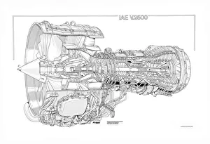 Aeroengines - Jet Cutaways Collection: IAE V2500 Cutaway Drawing