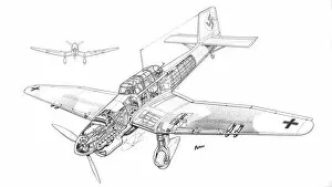 Military Aviation 1903-1945 Cutaways Collection: Junkers JU 87 Cutaway Drawing