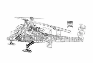 Military Helicopter Cutaways Gallery: Kaman K-Max Cutaway Drawing