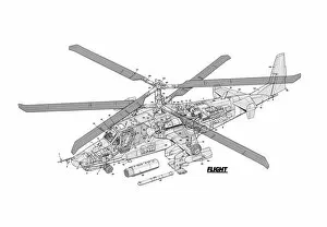 Military Helicopter Cutaways Gallery: Kamov KA50 Werewolf Cutaway Drawing