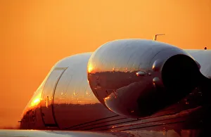 Learjet at sunset