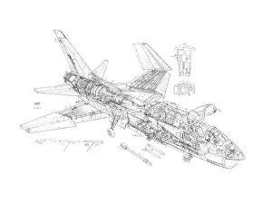 Military Aviation 1946-Present Cutaways Collection: LTV F-8 Crusader Cutaway Drawing