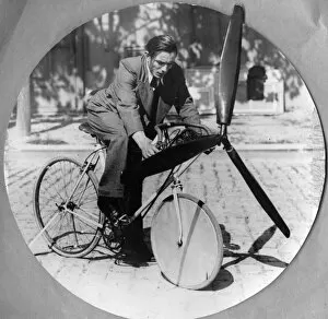 Images Dated 28th June 2006: Man on bicycle aircraft invention