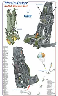 Military Aviation 1946-Present Cutaways Collection: Martin Baker Mk16A Ejector Seat Cutaway Poster