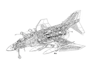 Military Aviation 1946-Present Cutaways Collection: McDD F-4K Phantom Cutaway Drawing