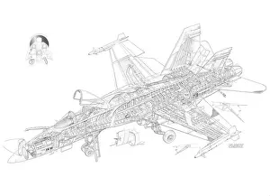 McDonnell Douglas F / A-18 Hornet Australian Cutaway Drawing