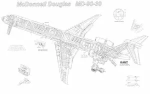 General Aviation Cutaways Collection: McDonnell Douglas MD-90-30 Cutaway Drawing