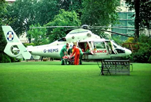 medical helicopter landing in Oxford Circus