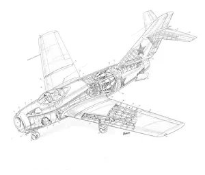 Mikoyan MIG 15 Cutaway Drawing