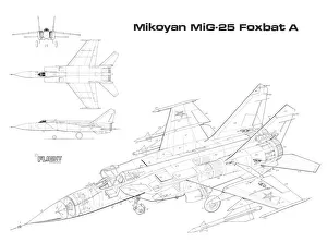 Mikoyan MIG 25 Foxbat A Cutaway Drawing
