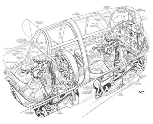 Military Aviation 1946-Present Cutaways Gallery: Miles Master 1 Cockpit Cutaway Drawing