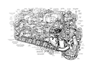 Aeroengines - Piston Cutaways Gallery: Napier Sabre Cutaway Drawing