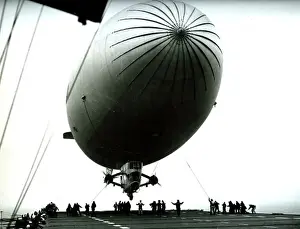 Flight Prints: US Navy anti submarine Blimp airship being launched from an Aircraft Carrier