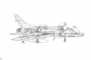 Military Aviation 1946-Present Cutaways Gallery: North American F-100 Super Sabre Cutaway Drawing
