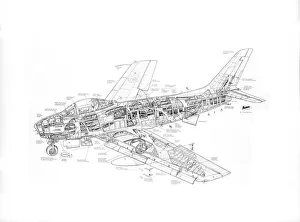 Military Aviation 1946-Present Cutaways Gallery: North American F-86E Sabre Cutaway (c) Flight