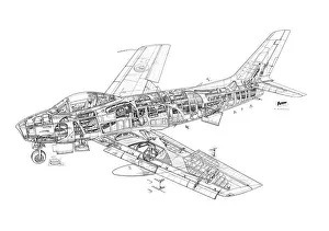 North American F-86E Sabre Cutaway Drawing