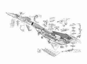 Military Aviation 1946-Present Cutaways Collection: North American XB-70 Valkyrie Cutaway Drawing