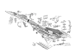 Military Aviation 1946-Present Cutaways Collection: North American XB-70 Valkyrie Cutaway Drawing