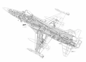 Military Aviation 1946-Present Cutaways Collection: Northrop F-5A Freedom Fighter Cutaway Drawing