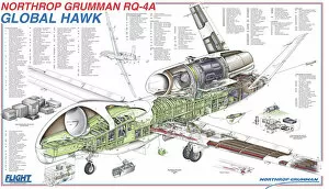 Military Aviation 1946-Present Cutaways Gallery: Northrop Grumman Global Hawk Cutaway Poster