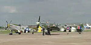 P-51 9G-MSTG) and B of B two seat Spitfire at BHX May 2003 for Polly Vacher