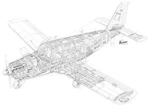 General Aviation Cutaways Collection: Piper Cherokee PA-32 six Cutaway Drawing